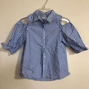 Zara Girls Striped Blue Blouse Size 8